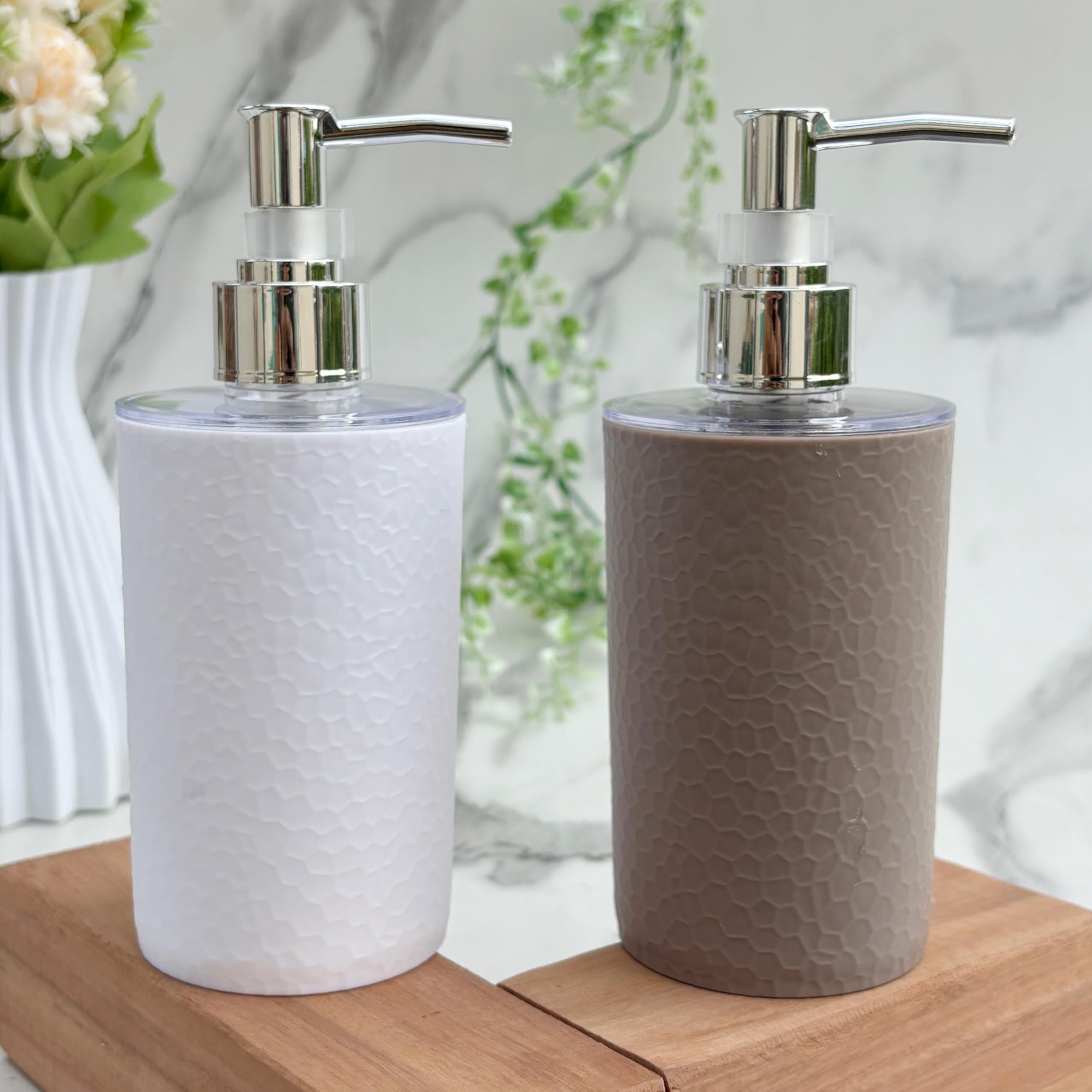 EMOH ROCED Refillable Handwash Dispenser Bottle | Unbreakable Liquid Soap/Shampoo/Hand wash/Liquid Soap Dispenser Bottle for Bathroom, Wash-Basin and Kitchen (Pack of 2, White Brown) (B0B5M6X8SN) Amazon Price History, Amazon Price Tracker