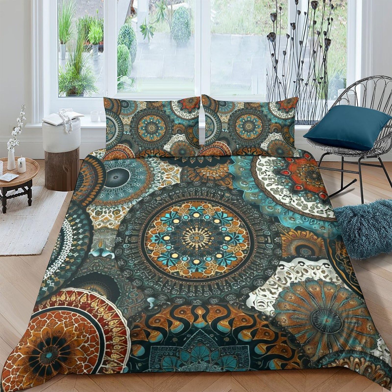 Ctjqhvkz Style-7 3D Printed Mandala Boho Fitted Sheet Microfiber Soft Breathable Moroccan Art Bed Cover For Bedroom Guest Room Decor Single（135X200cm）