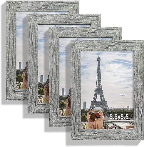 Vista 60 de Juego de 4 portarretratos de 5 x 7 pulgadas, de vidrio real y marco de madera multicolor, exhibición en pared o mesa, para fotos de 4 x 6 pulgadas