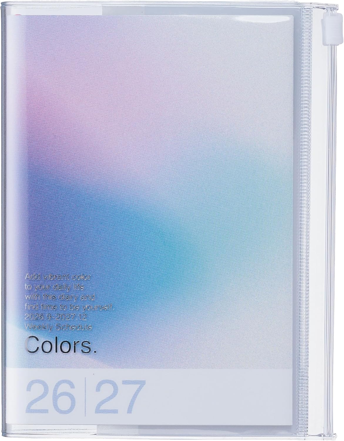 MARK'STYLE A5 Weekly Vertical Planner 16 Months (Sep. 2026 – Dec. 2027) with Soft Transparent PVC Cover,Refillable, Pocketed, for Daily Organizing & Planning (Gradient Blue)