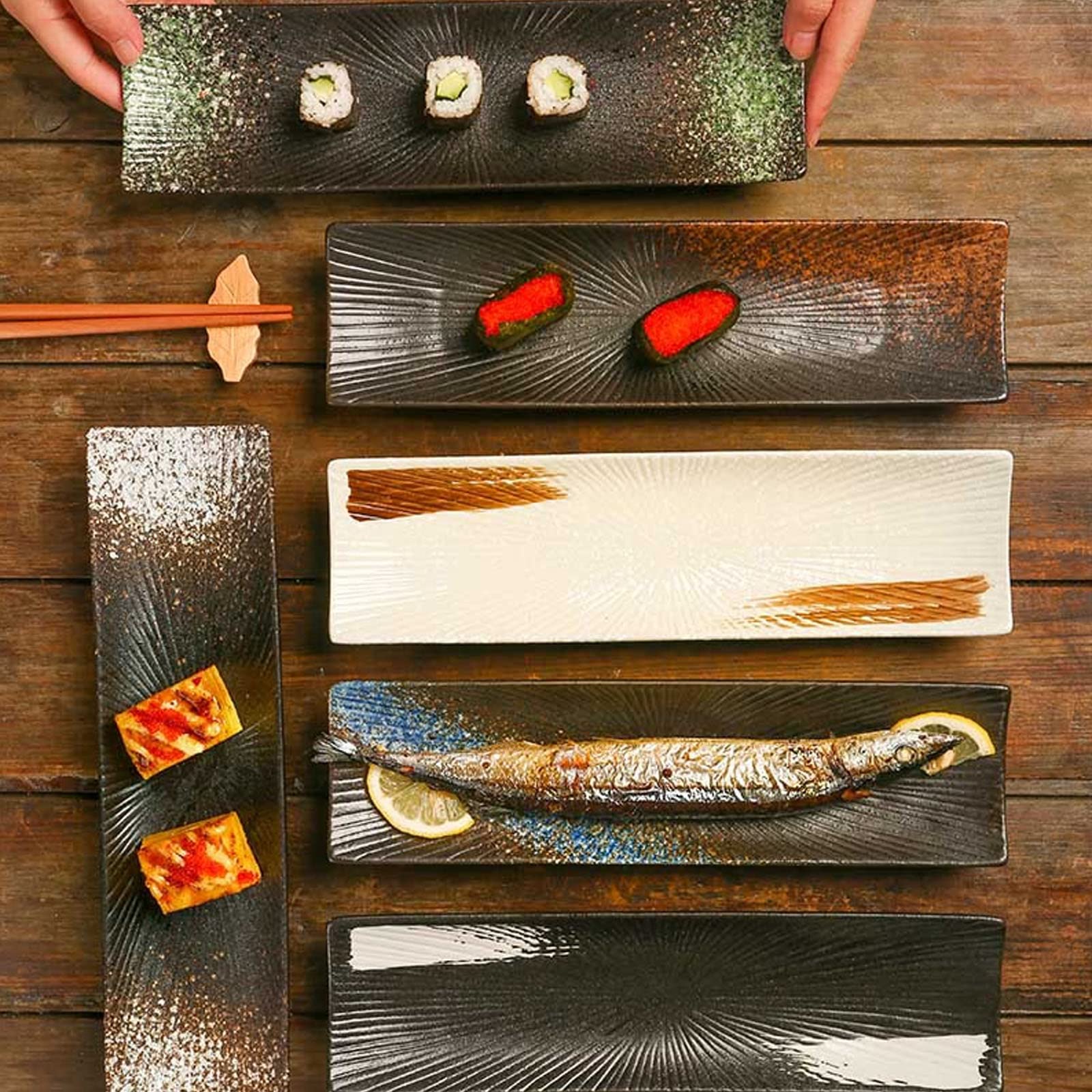 Duże talerze obiadowe 12 cali, szkliwiona powierzchnia jest gładka i łatwa do czyszczenia, nadaje się do serwowania sushi, sałatek, dań,White,12in