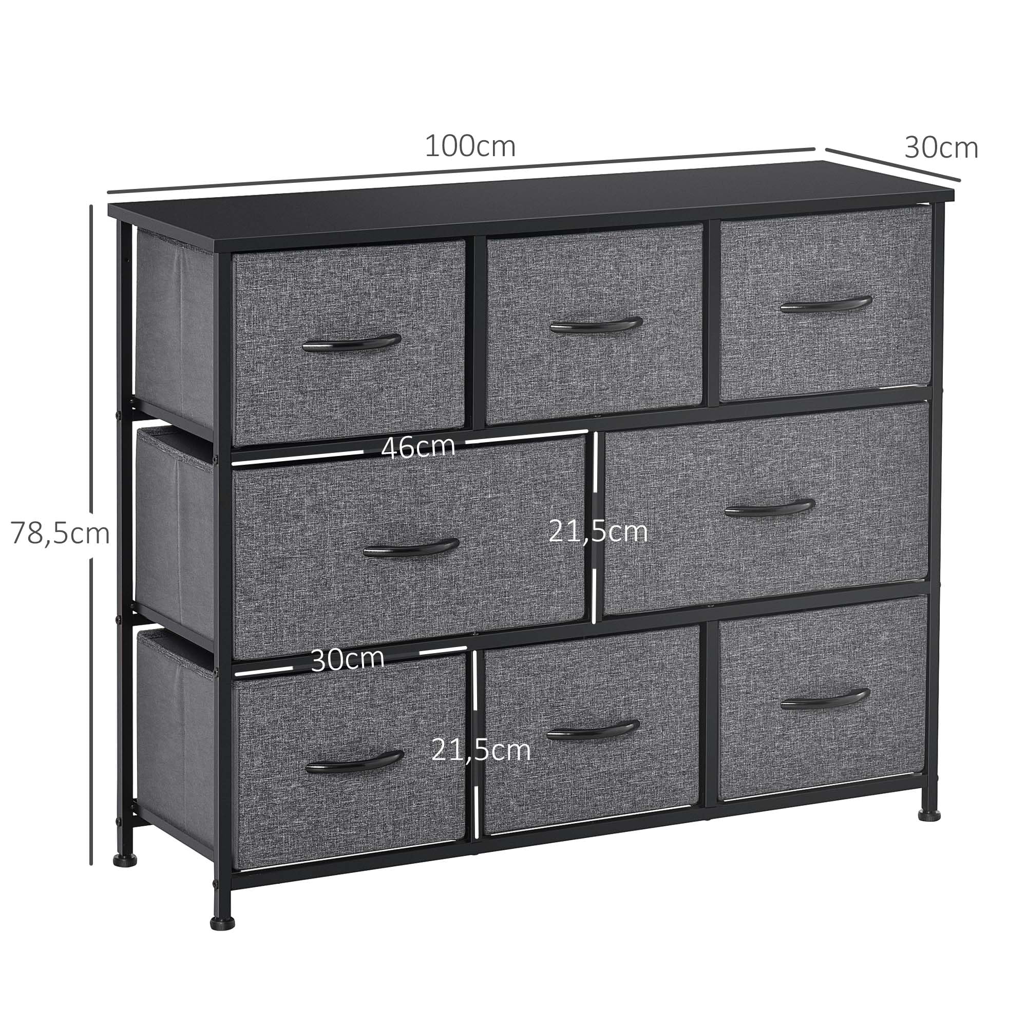 HOMCOM Cassettiera 4 Cassetti Pieghevoli con 4 Tasche e 2 Ganci, in Legno, Acciaio e Tessuto, 45x30x94.5 cm | Leroy Merlin
