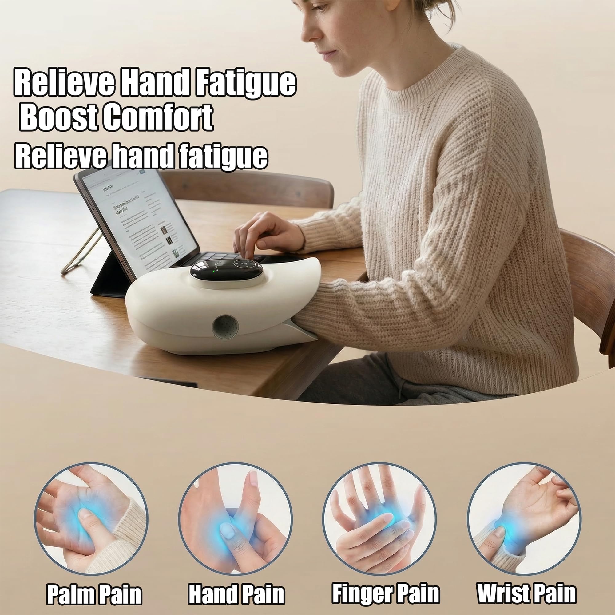 Masajeador de manos para artritis y túnel carpiano, masajeador de mano con 5 compresiones de aire y amasamiento, estiramiento de dedos integrado para relajar los dedos, regalo ideal para el día de la