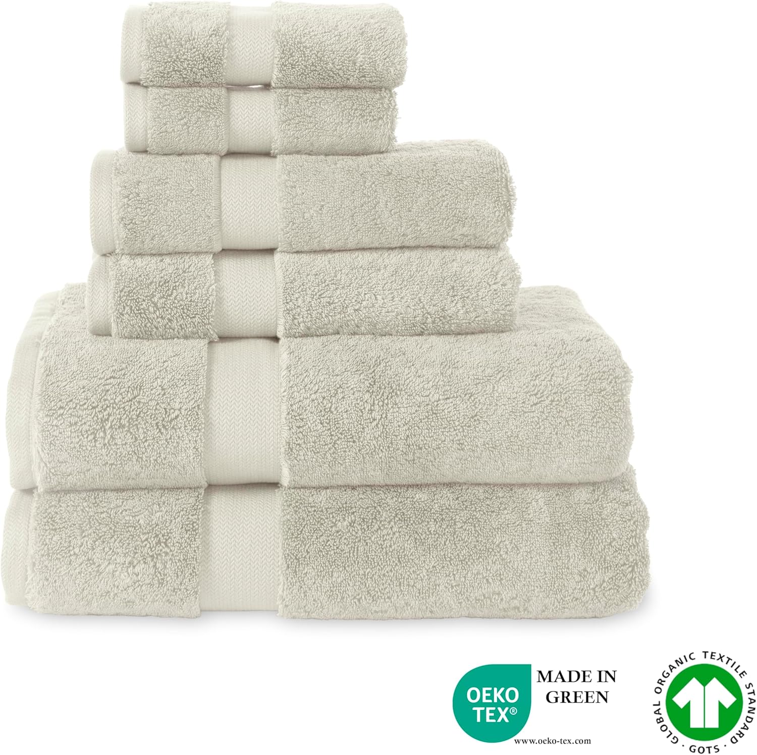 TOWELTIQUE- Organic Cotton Plush Bath Towels Pack of 6 GOTS & Oeko- TEX Certified | Premium Soft, Absorbent & Quick-Drying Towels for Bathroom, Gym, Spa & Hotel Use – Taupe