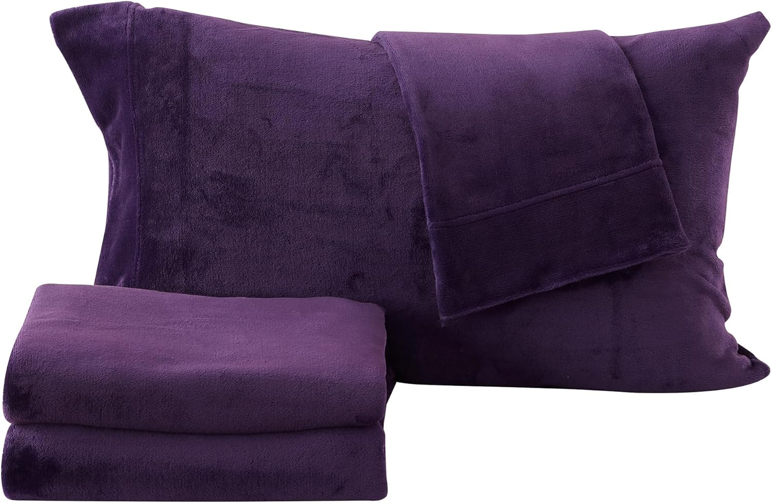 King Purple Velvet Plush Microfiber Deep Pocket Sheet Set