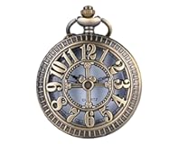 Retro Antique Bronze Pocket Watch with 31" Lobster Clasp Necklace Chain&comma; Classic Quartz Clock Necklace&comma; Vintage Steampunk Pocket Watch with Chain for Men and Women