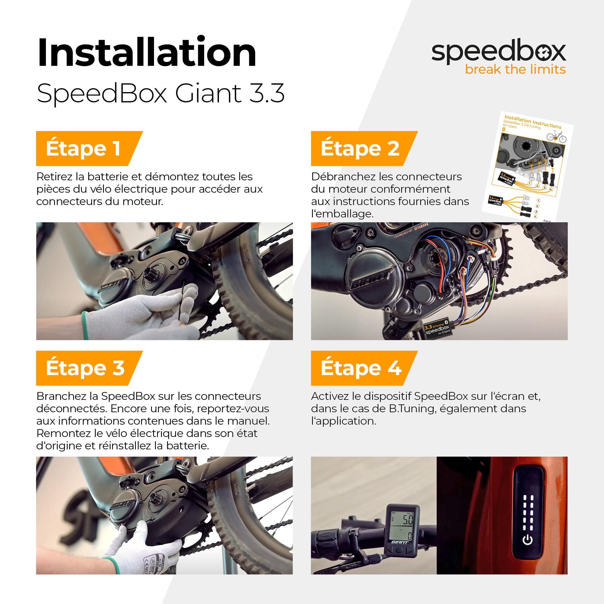 SpeedBox 3.3 Compatible avec les vélos électriques Giant / Puce de tuning pour moteurs SyncDrive Pro et RideControl Go 2022-2024