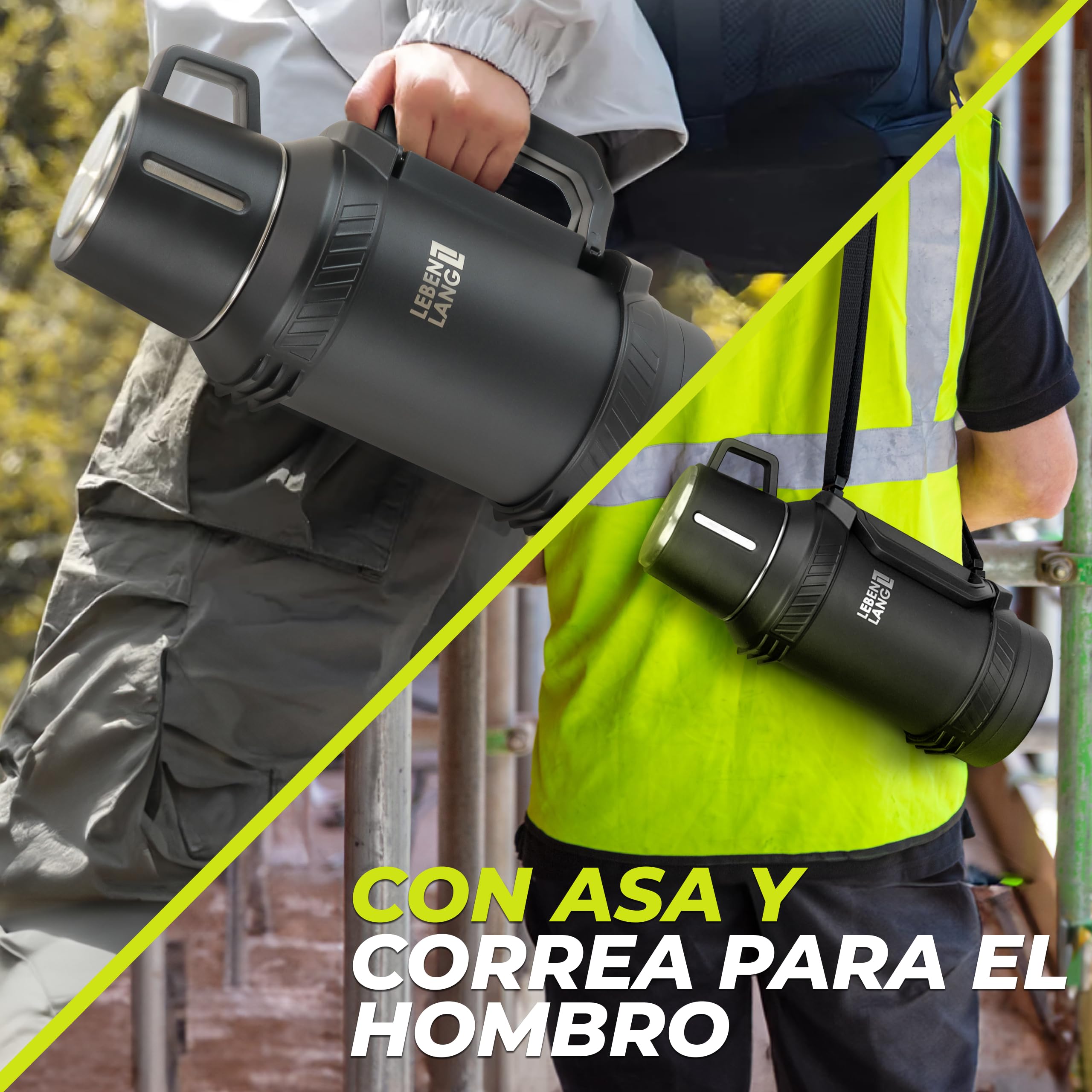 LEBENLANG Termo café de 1,5 litros - 24 horas de calor & Incl. vaso | Termos mate liquidos Botella termica fria 1 5 L montaña para cafe Thermos bottle agua calientes I filtro para té & bandolera