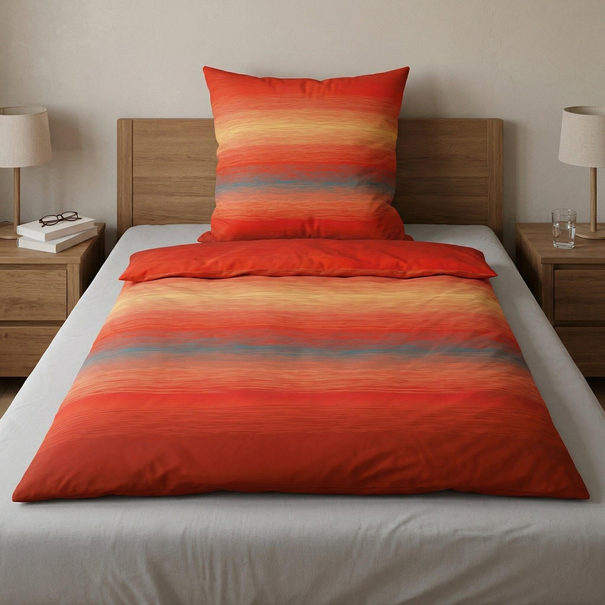 Kleine Wolke 6176455952 Bettwäsche Chicago, Maße: 135 x 200 cm und 80 x 80 cm, Farbe: Paprika