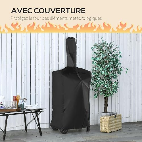 Outsunny Four à Pizza Extérieur au Charbon de Bois - Cheminée Noir Gris - 6