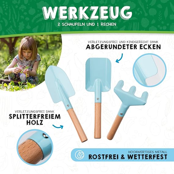 Ensemble Jardinage Enfant 11 Pièces PHIBER-SPORTS – Outils Métal, Arrosoir, Gants, Sac – Dès 3 Ans – Plage Et Jardin