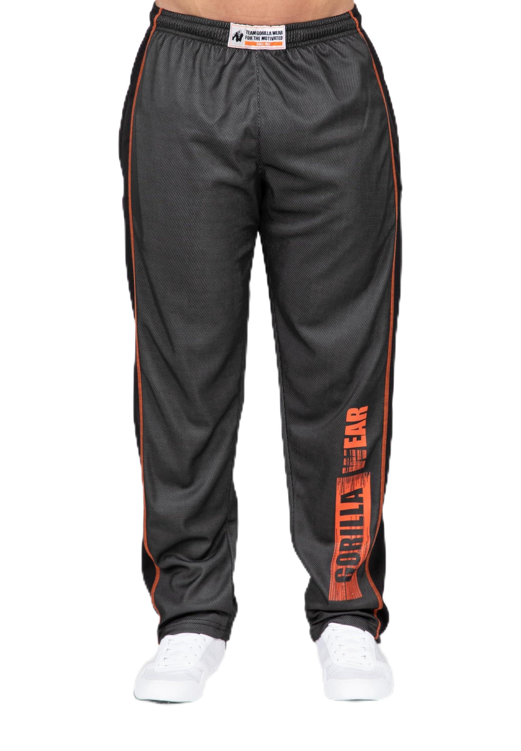 Gorilla Wear Wallace Men's Bodybuilding Mesh Trousers Old School Mesh Trousers Double Size Grey/Orange