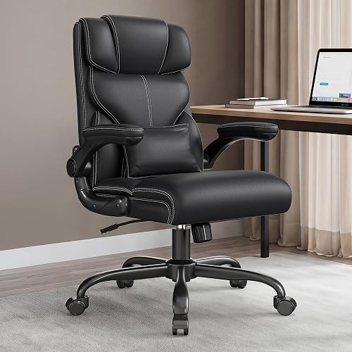 Office Chair, Executive Mid-Back Computer Desk Chair with Flip-up Armrests