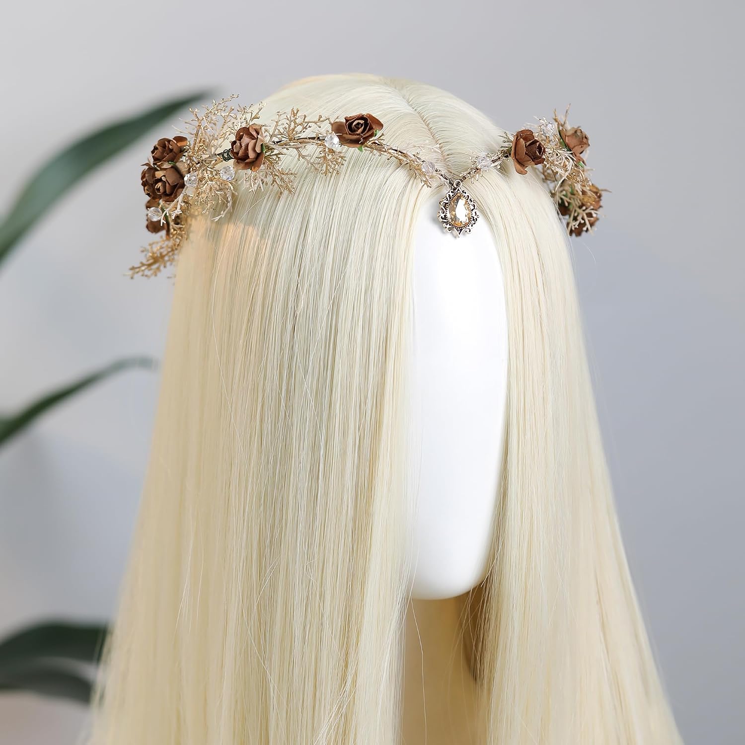MOSTORY Fairy Flower Crown for Women - Woodland Elf Crown for Renaissance Faire Accessories Cosplay Photo Shoot Fairy Outfit