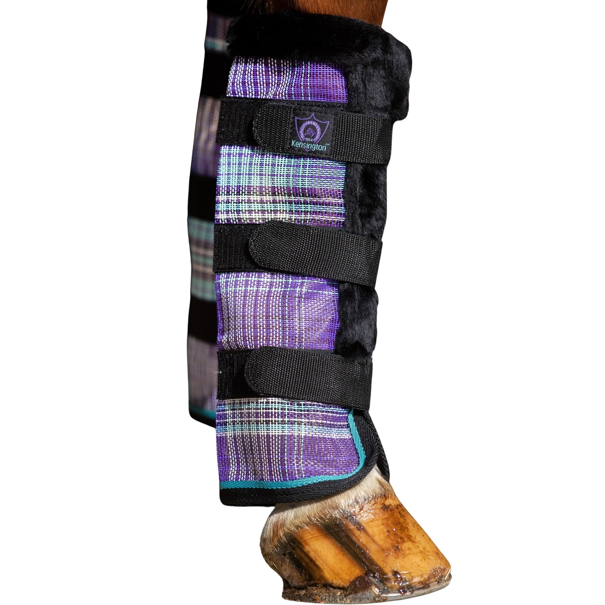Kensington Horse Fly Boots - Fleece Trimmed - Stay-Up Technology - Protection from Insect Bites and UV Rays - Sold in Pairs (2 Boots) - Medium - Lavender Mint