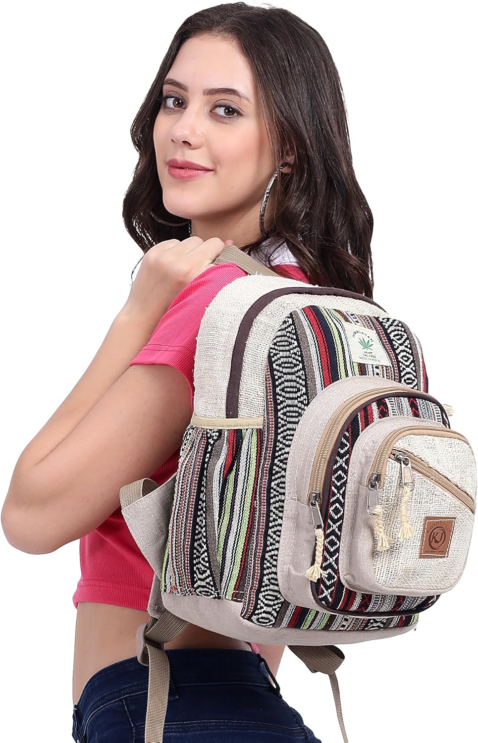 Handmade Natural Hemp Nepal Backpack Purse, Small Lightweight Daypack (DAYPACK1) - Image 2