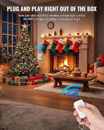 Miniatura 5 de Toma de control remoto con temporizador, temporizador de salida interior WILAWELS con control remoto, rango de control inalámbrico de 100 pies,