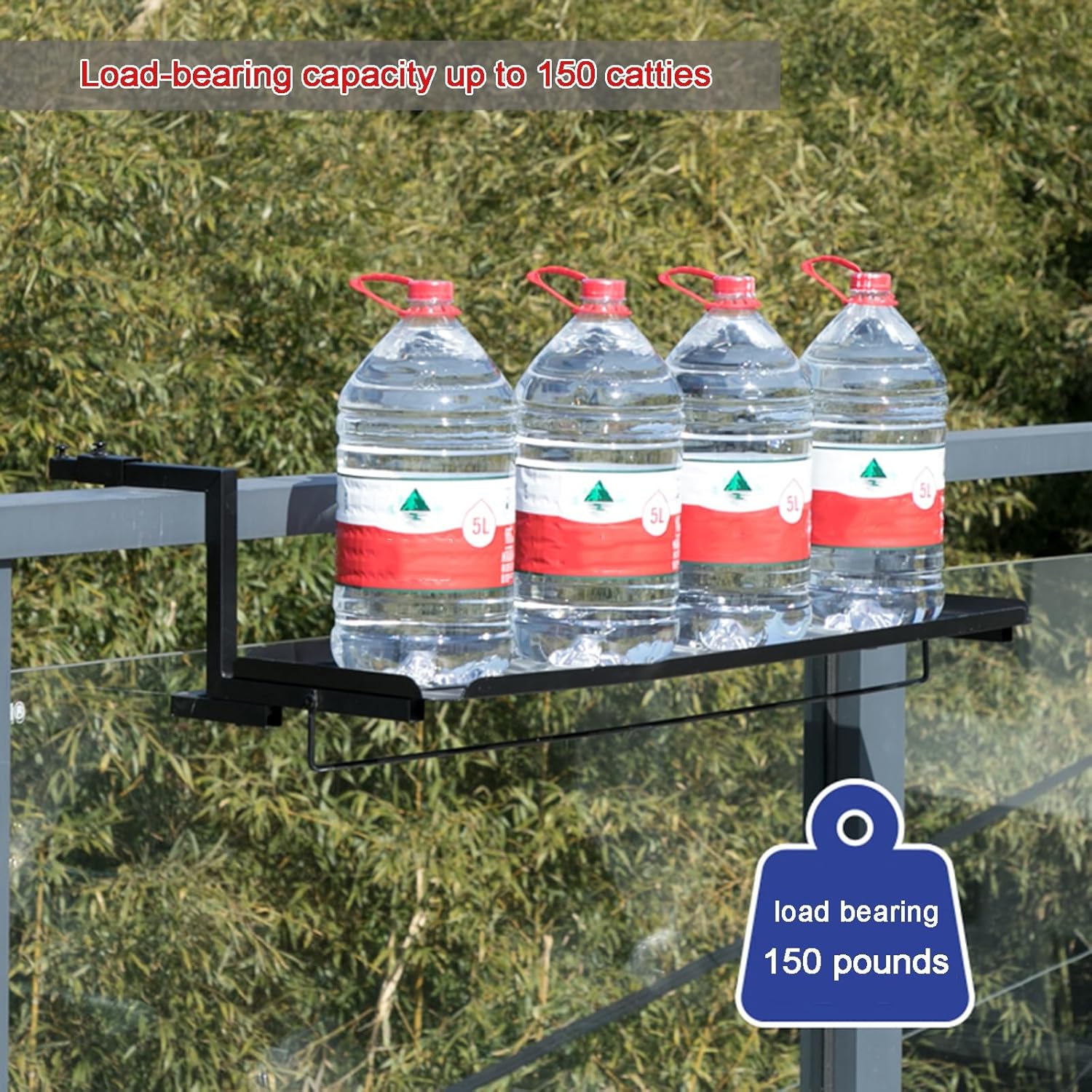 Adjustable Outdoor Wooden Bar Table for Balcony Railing - All-Weather Serving Table for Porch & Patio - Space-Saving Deck Accessory (L47.2 xW9.8)