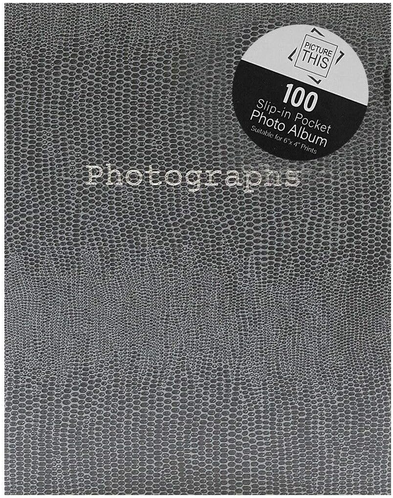 Tallon Snake Skin 6x4 Photo Album Memo Slip in Holds 100 Photos (Grey), 6 x 4