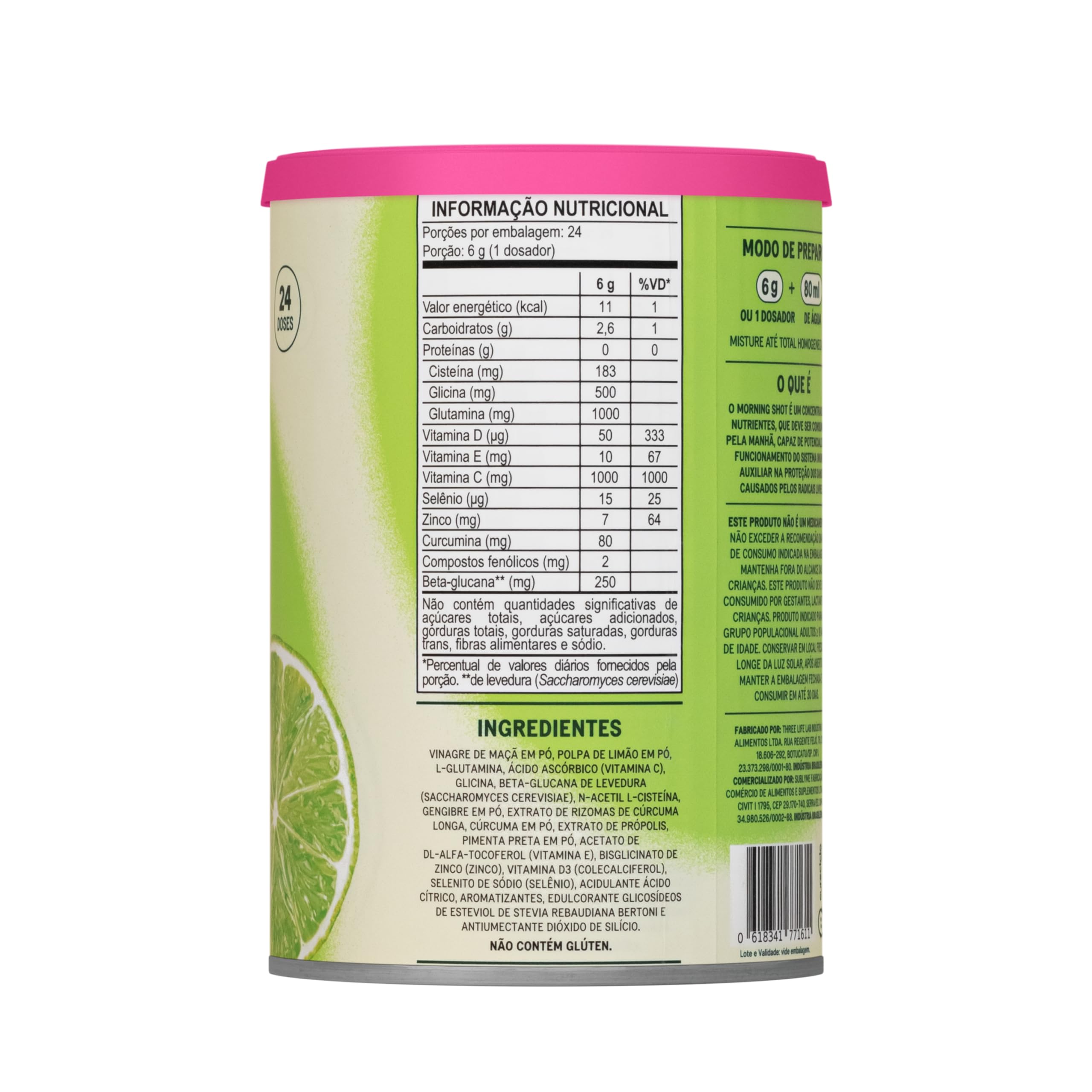 Morning Shot sabor Limão - Classic Size (144g) - Sublyme | Suplemento em Pó com Vitamina C, Vitamina D, Própolis e Cúrcuma | Efeito Anti-Inflamatório, Auxílio à Imunidade, Ação Antioxidante, Aporte de Vitaminas e Minerais. Imagem 2