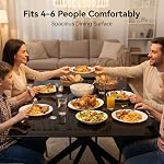 51'' Tempered Glass Kitchen Table, Modern Rectangular Kitchen Dining Table/Table à Manger, 8mm Glass Top Dinner Table with Unique Legs & Anti-Slip Pads, Easy-Clean Dining Room Table,Seats 4-6, Black