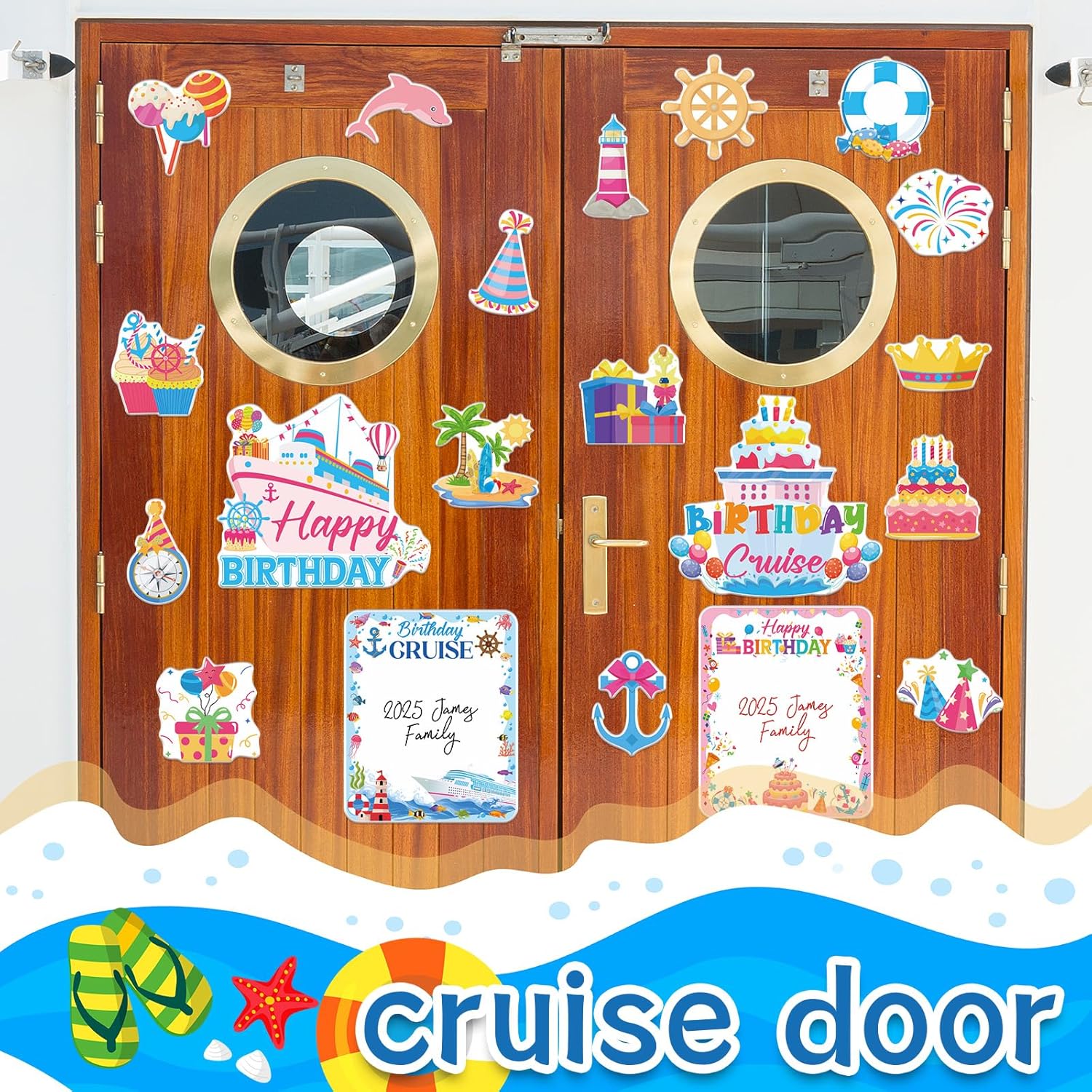 Birthday Cruise Door Decorations Magnetic - Wxiben 20PCS Happy Birthday Cruise Ship Door Decorations with 3Pcs Pens Sea Navigation Cruise Door Magnets for Carnival Cabin Refrigerator Decor - Image 6