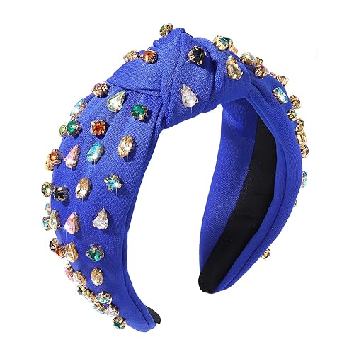 Vista 97 de NVENF Diademas anudadas con diamantes de imitación para mujer, diademas con cuentas de cristal, diadema con nudo superior, diademas de moda