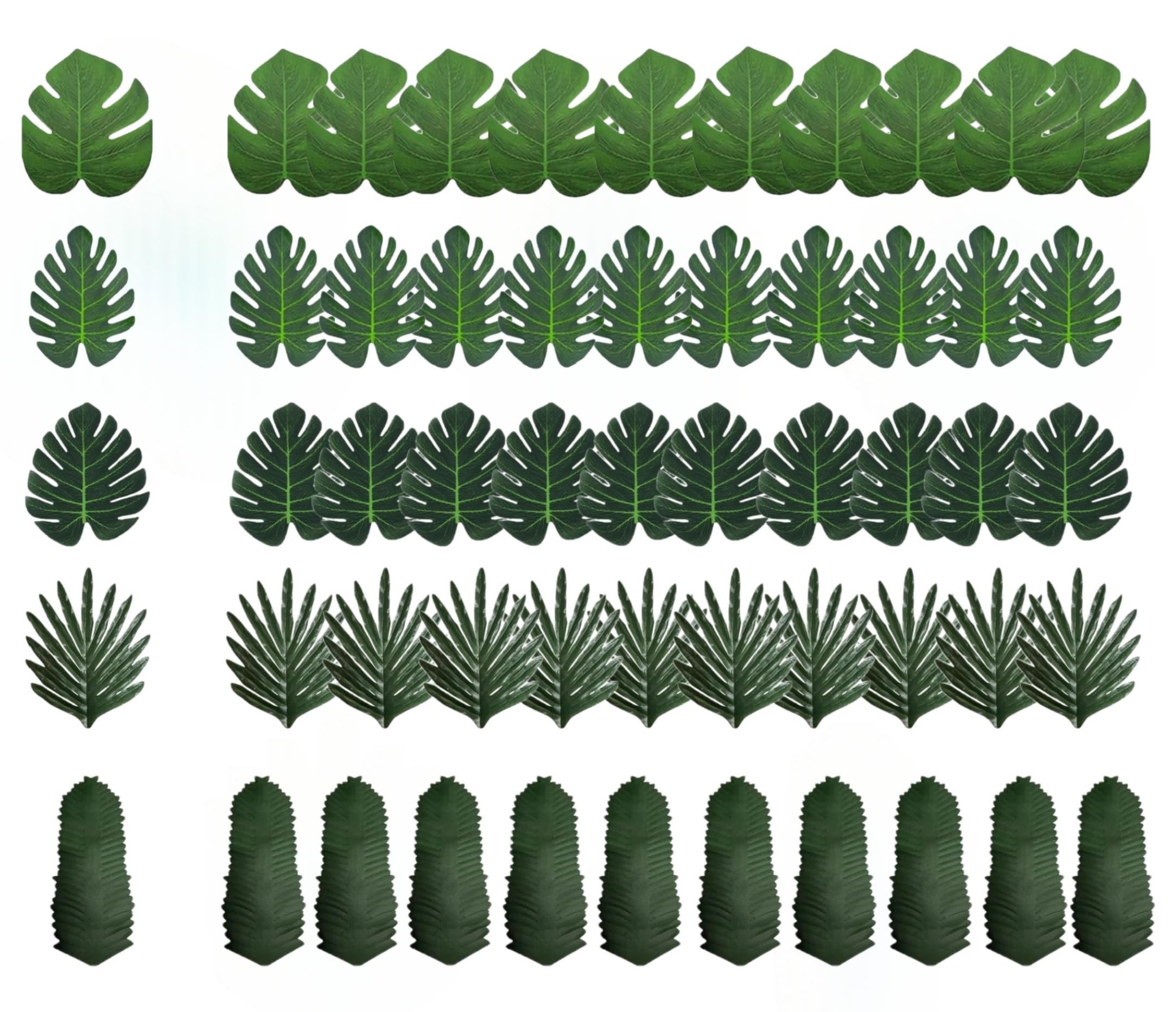 Wstelhh Green 50Pcs Fake Leaves, Artificial Leavesfor Hawaiian Jungle, Theme Tropical Party Decorations,Leaves Fake Jungle Tropical Leave Decoration,Suitable For Banquet Tables