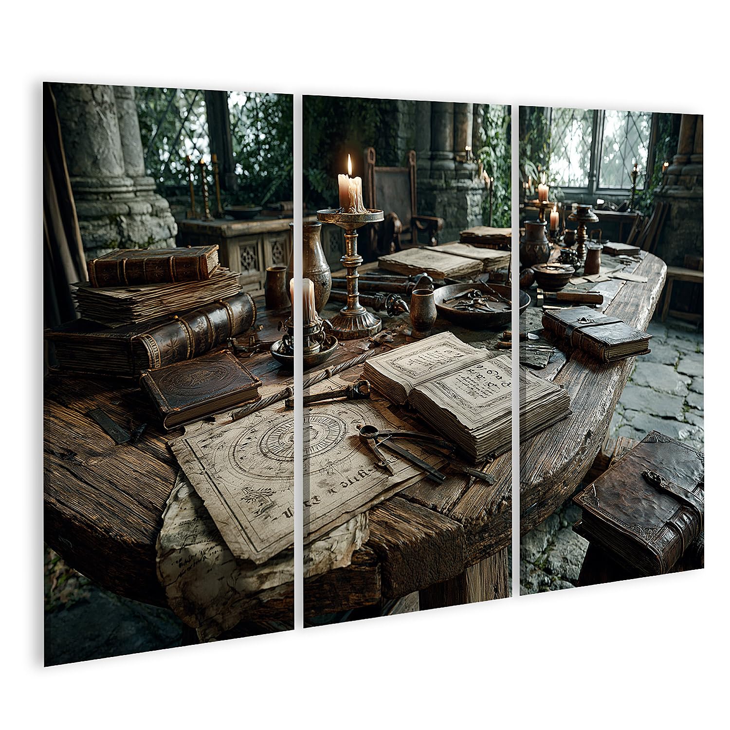 islandburner Quadro su tela storico medievale, decorazione da tavolo per soggiorno, per gli amanti della storia, 3 pezzi