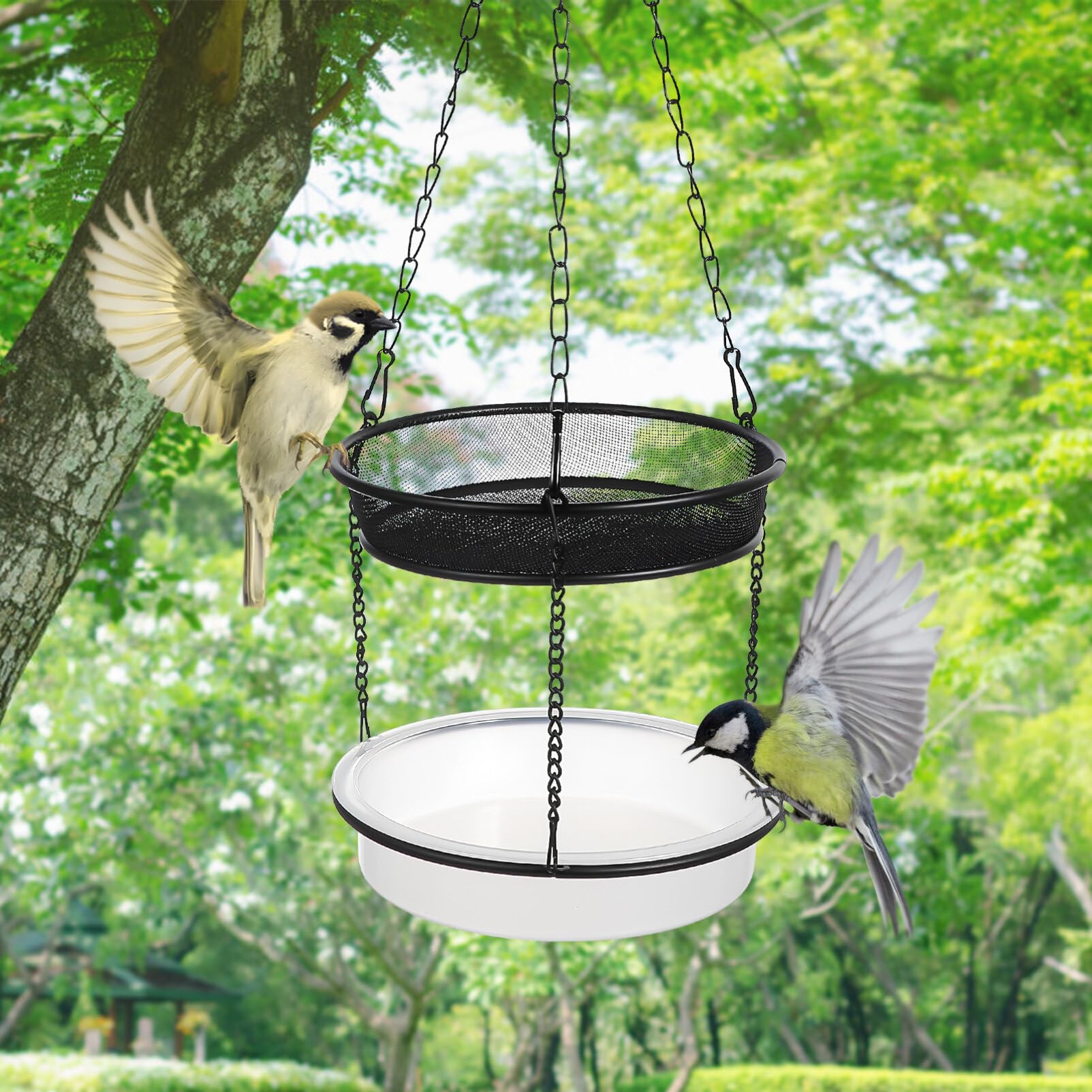 ULTECHNOVO Mangeoire Suspendue pour Oiseaux avec Capacité Accessoire Décoratif pour Jardin Et Balcon Facile à Installer pour Nourrir Les Oiseaux Extérieur