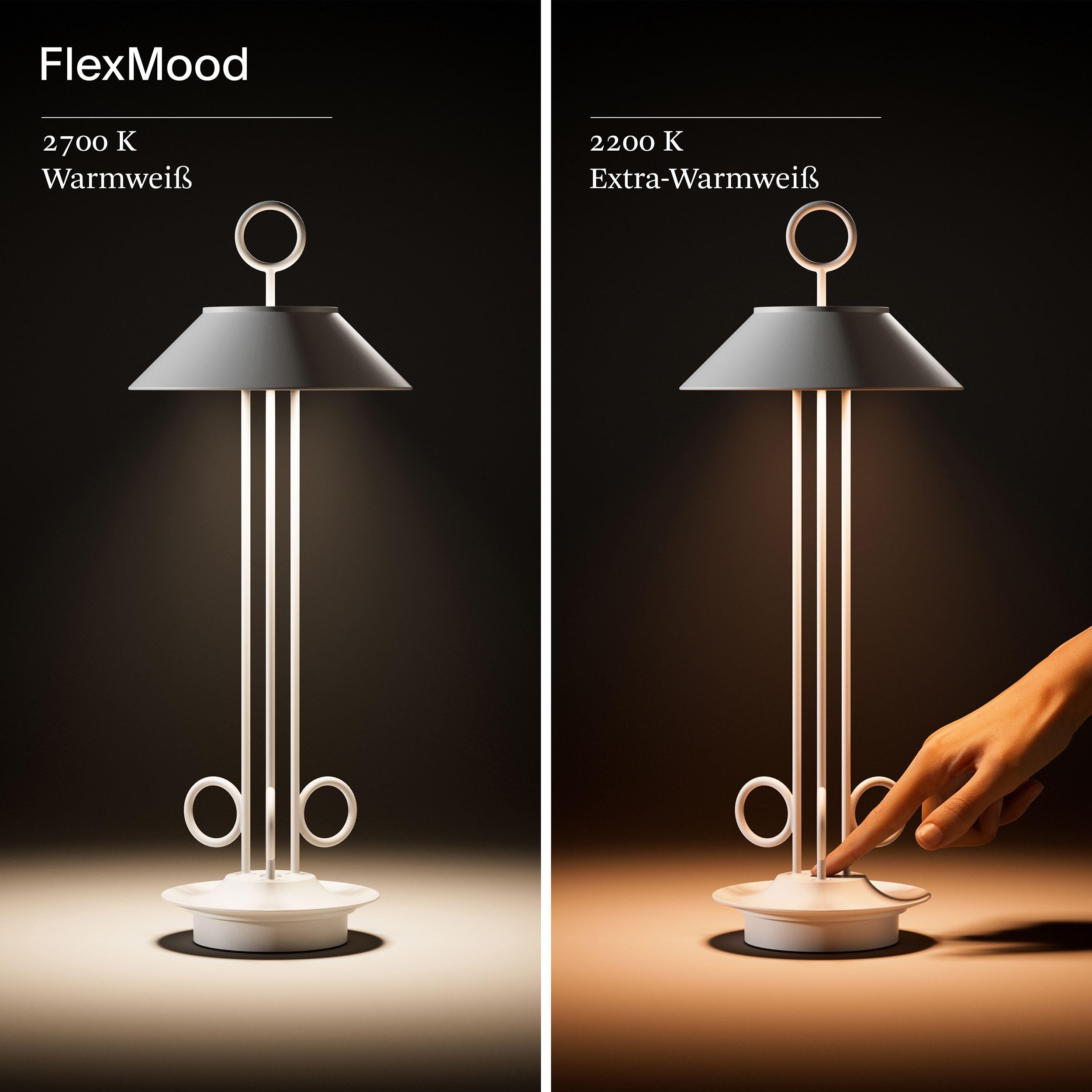 SIGOR Nudiderot - Dimmbare LED Akku-Tischleuchte Indoor & Outdoor, IP54 spritzwassergeschützt, Höhe 42,5cm, aufladbar mit Easy-Connect, 12 h Leuchtdauer, kupferfarben