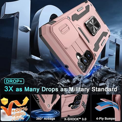 Miniatura 2 de DEERLAMN Funda para Samsung Galaxy A54 5G con cubierta deslizante para cámara + protector de pantalla (1 unidad), anillo giratorio con soporte de