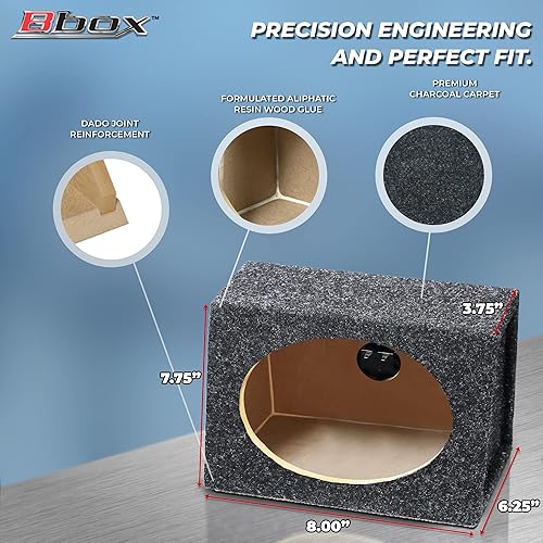 Vista 26 de Atrend Bbox Quad - Caja de altavoces sellados descargados de 6 x 9 pulgadas, carcasa en ángulo MDF premium para cuatro altavoces de 6 x 9 con cables