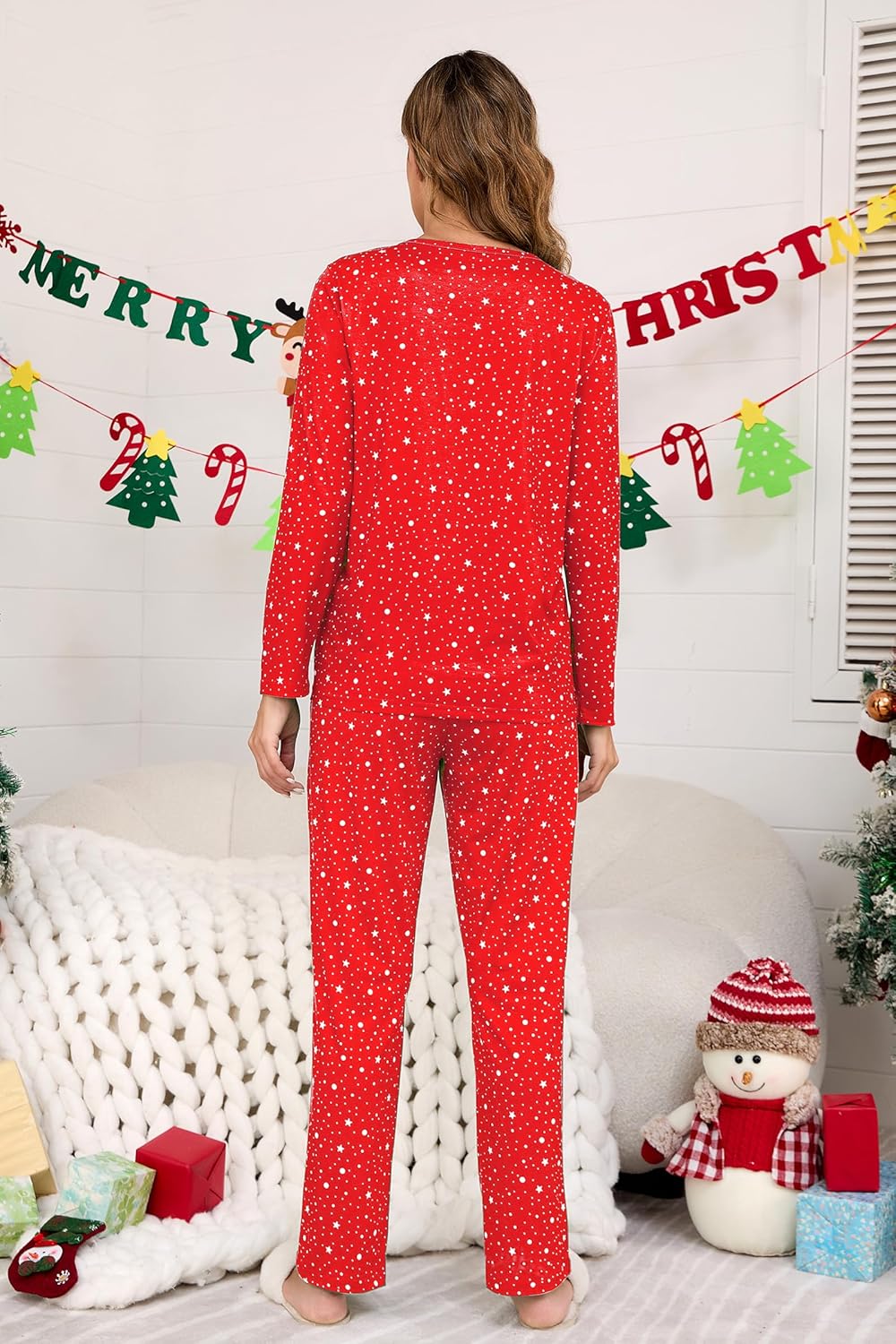 Men Women Ugly Christmas Pajamas Set Long Sleeve Pjs Sleepwear for Jammies Party