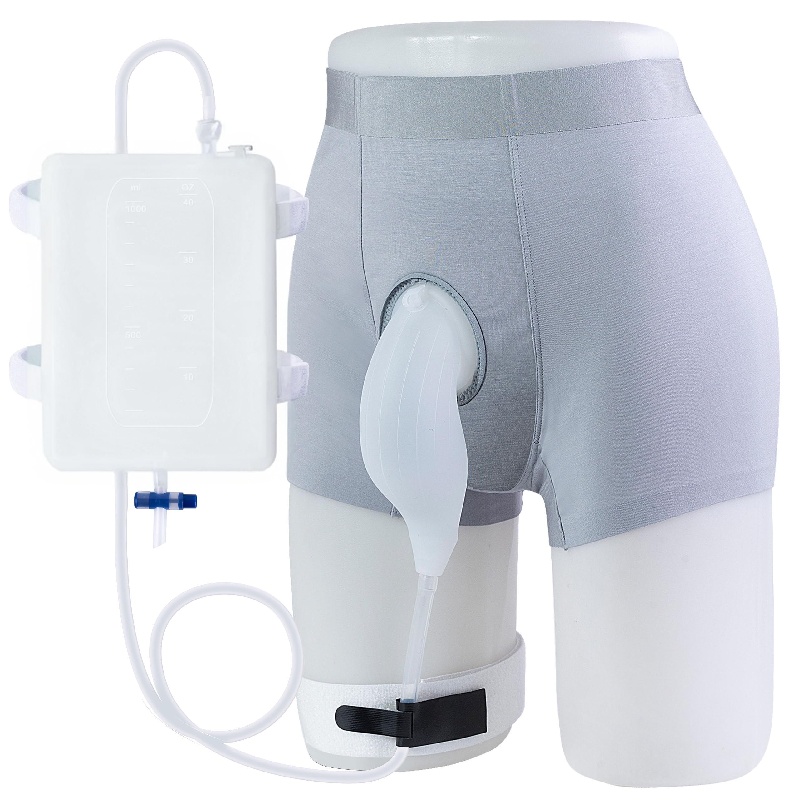 Photo 1 of SorealGroup External Catheter for Men, Detachable 1000mL Silicone Urine Bag