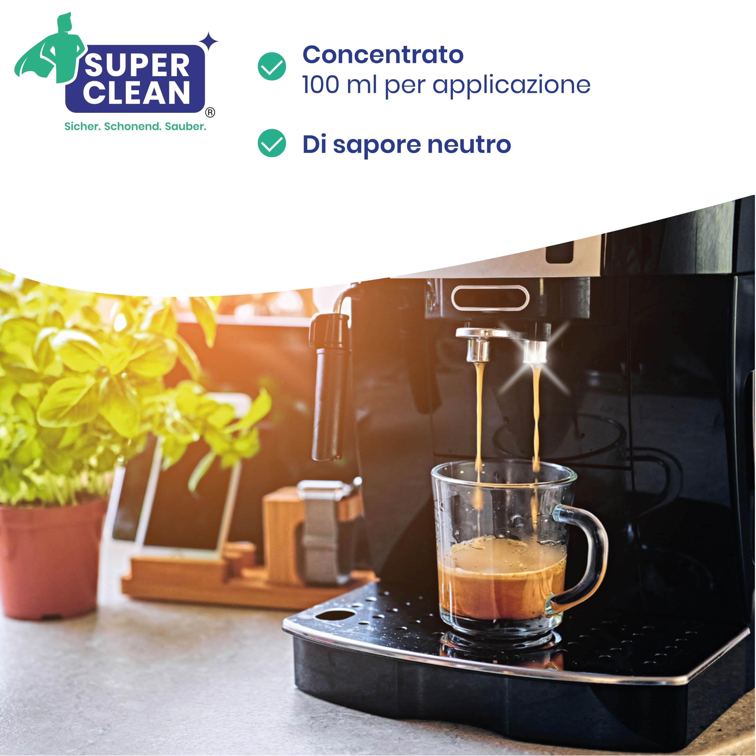 SUPER CLEAN 4 x 2L universale disincrostante – liquido – per tutte le macchine e marche – 80 x decalcificazione – efficace decalcificante liquido di macchine da caffè, bollitori e docce