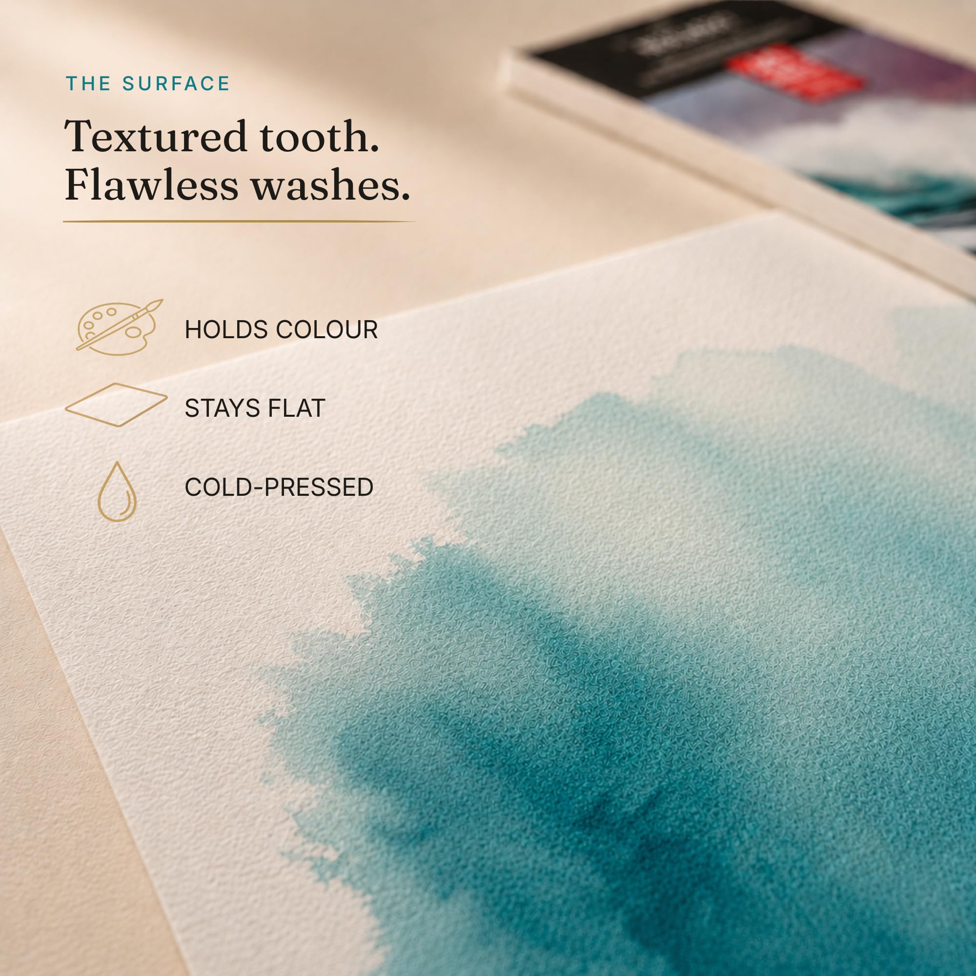 NUCASSO Aquarellpapierblock A4 x 30 Blatt – Naturweiß 300 g/m² Studentenqualität, kaltgepresst, klebegebunden, Aquarell-Skizzenbuch für nassen, trockenen und gemischten Medien
