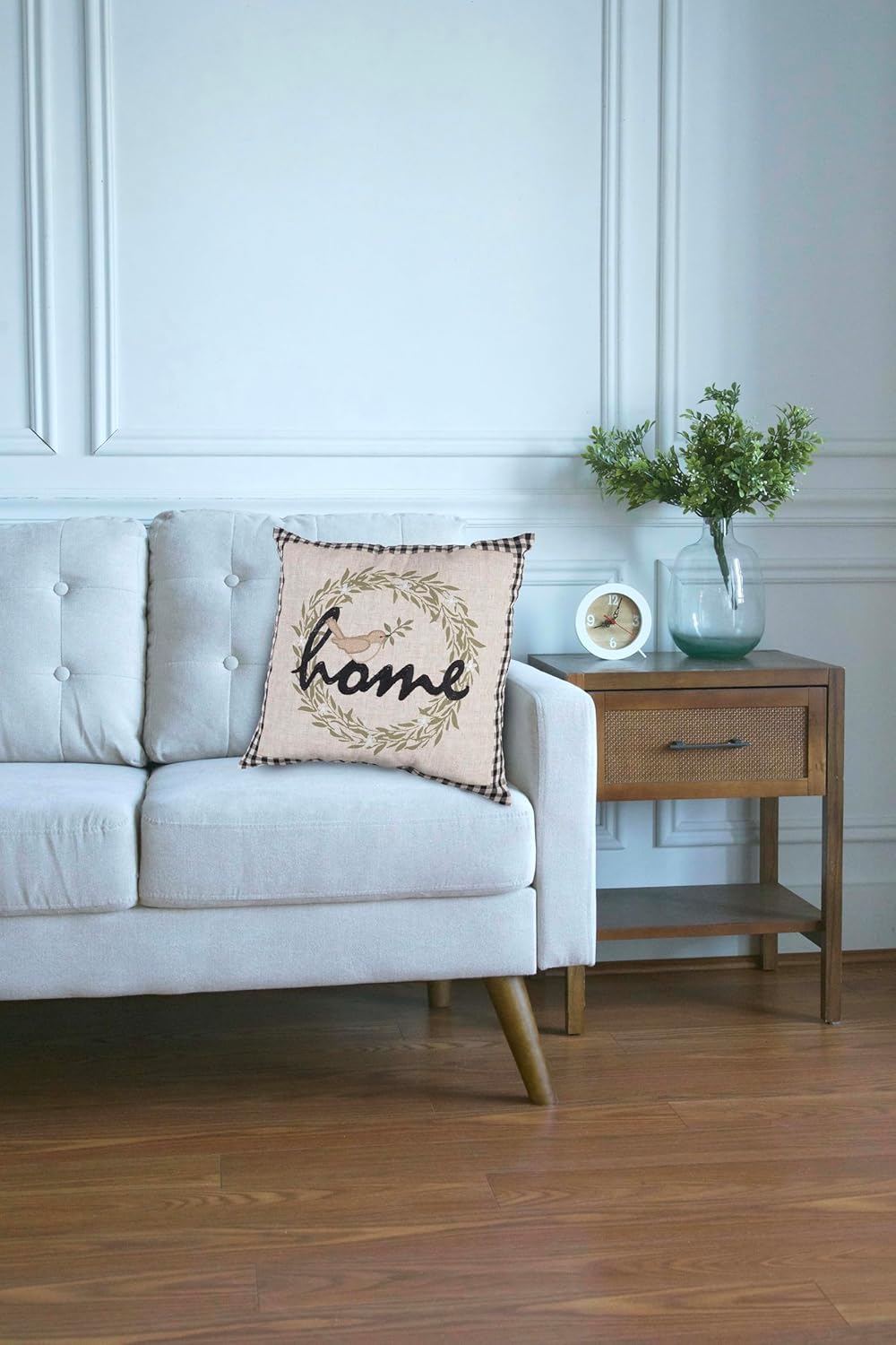 C&F Home Wreathed Birds Embroidered Pillow 17" x 17" Home Pillow Tan Square Soft Woven Pillow for Couch Sofa Bed Chair Cotton 17" x 17" Tan