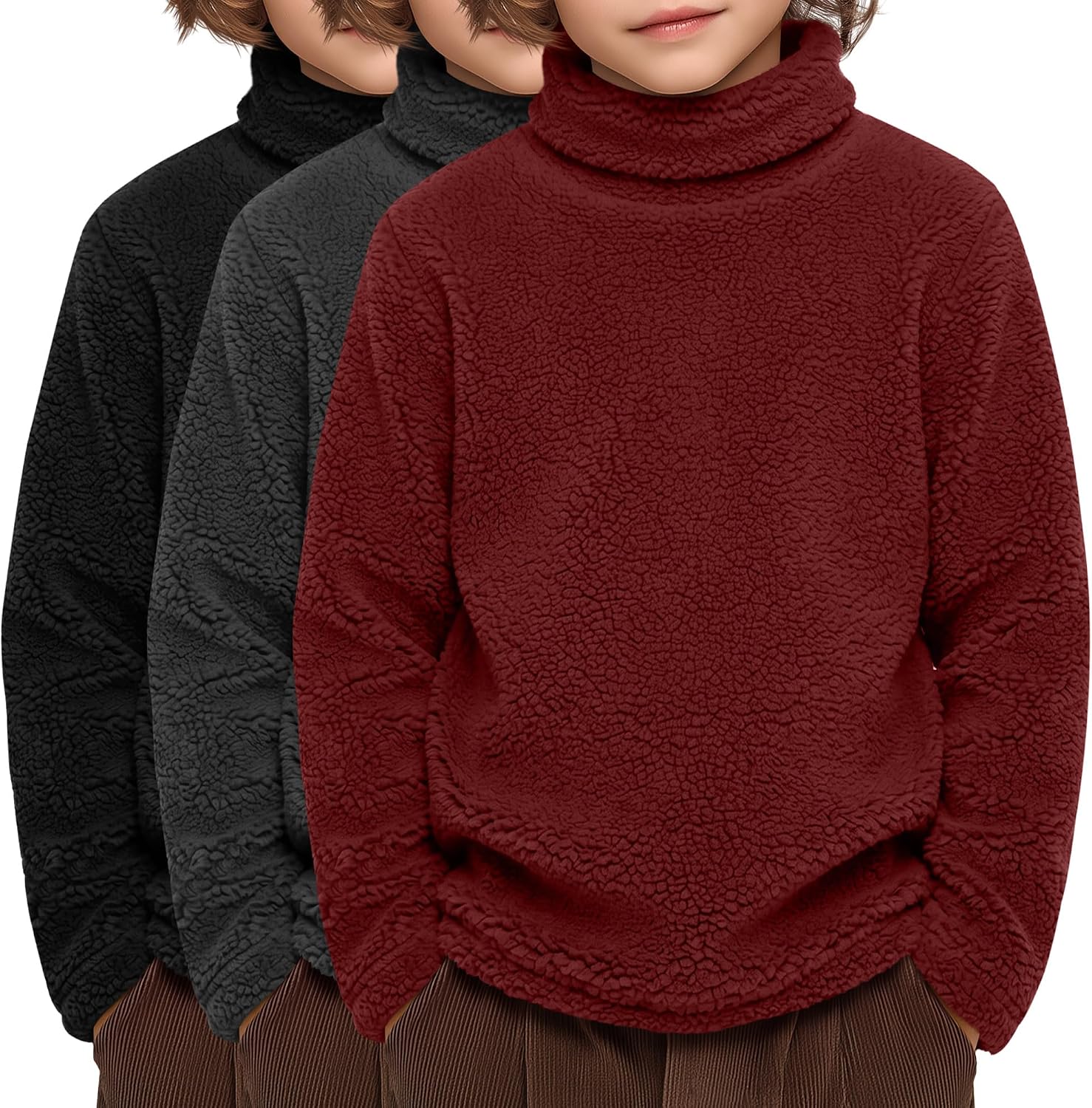 3 Pack Toddler Boys' Turtleneck Shirts