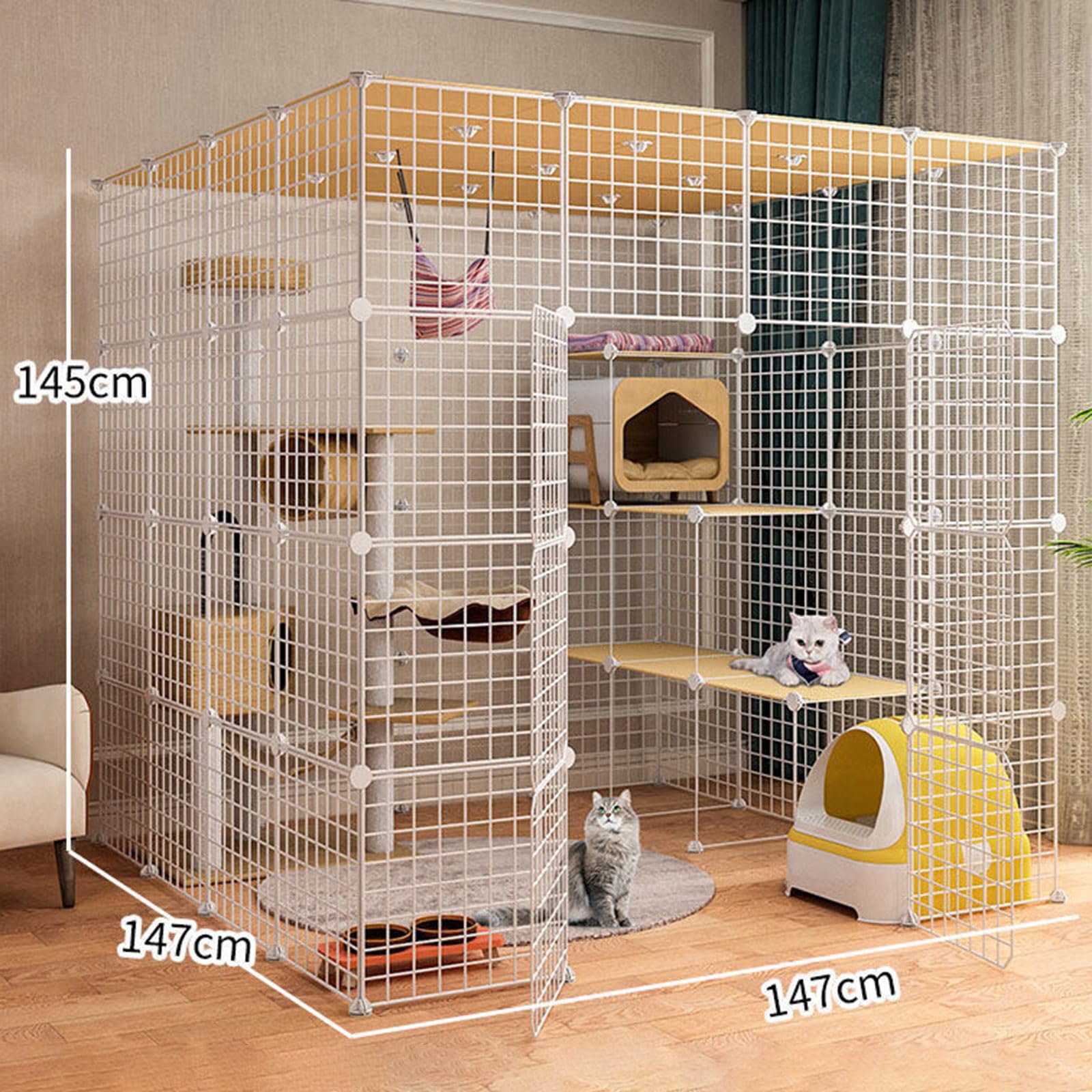 Gabbia per gatti extra large, in filo metallico staccabile, per 1-3 gatti, spaziosa e sicura, per uso interno, facile da montare e pulire