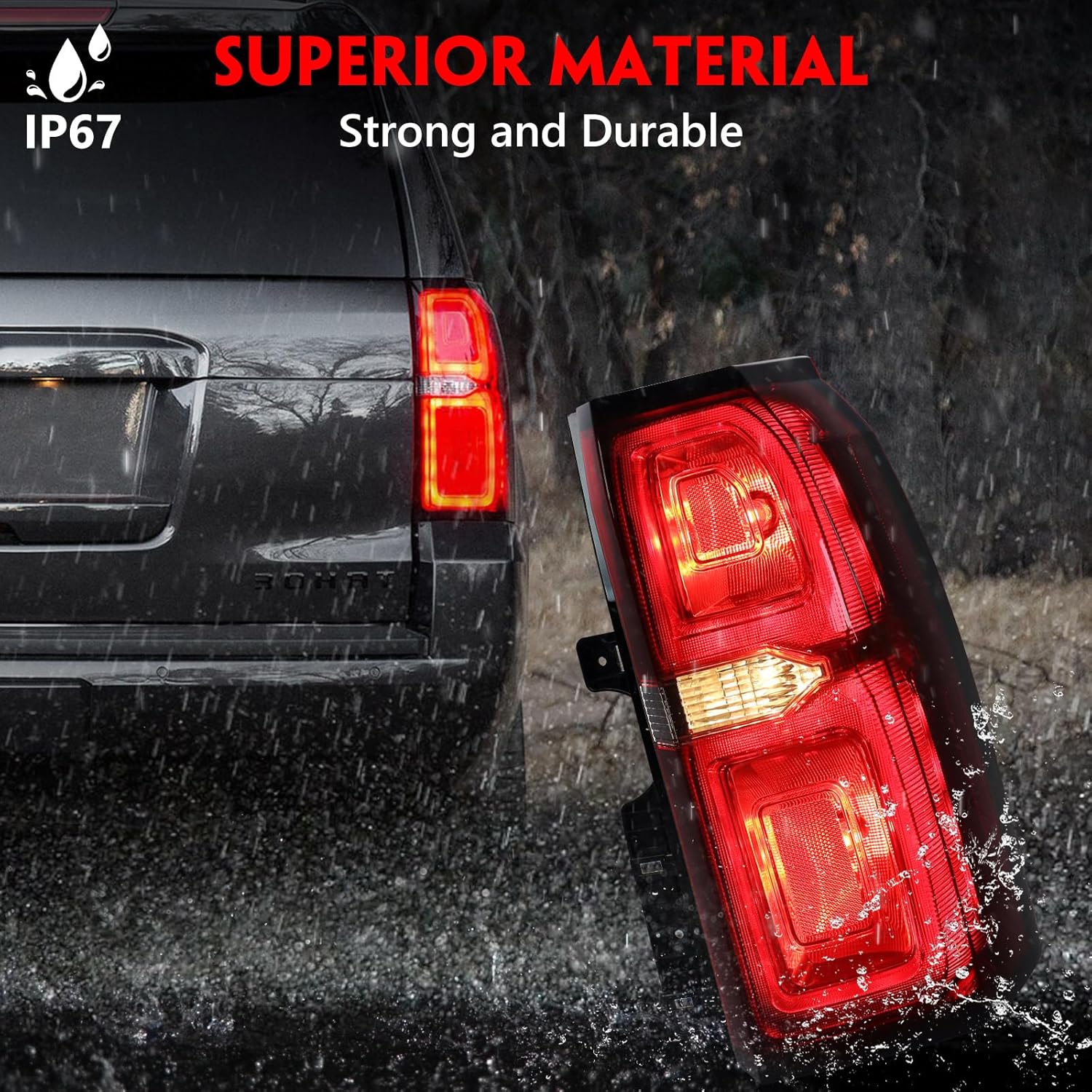 Huray Right Tail Light Fit for Chevy Tahoe/Suburban 3500 HD 2015-2020, Red Taillight OE Style Tail lamp Rear Brake Lamp Replacement for GM2801264 84467059 Passenger Side
