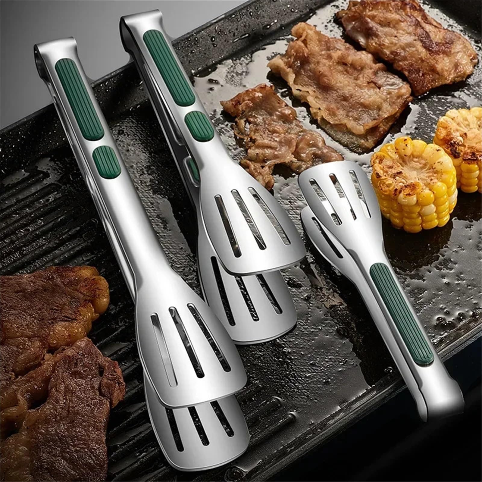 Pinze Da Cucina 3 unids/set 7/9/12 pulgadas antideslizante de acero inoxidable pinzas for alimentos de cocina parrilla carne pan Clip for servir barbacoa abrazadera for Buffet accesorios de cocina Par
