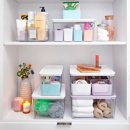 Miniatura 6 de Rosanna Pansino x iDesign - Contenedor de plástico reciclado con tapa para almacenamiento de cocina, con tapa transparente y tapa de chispas de