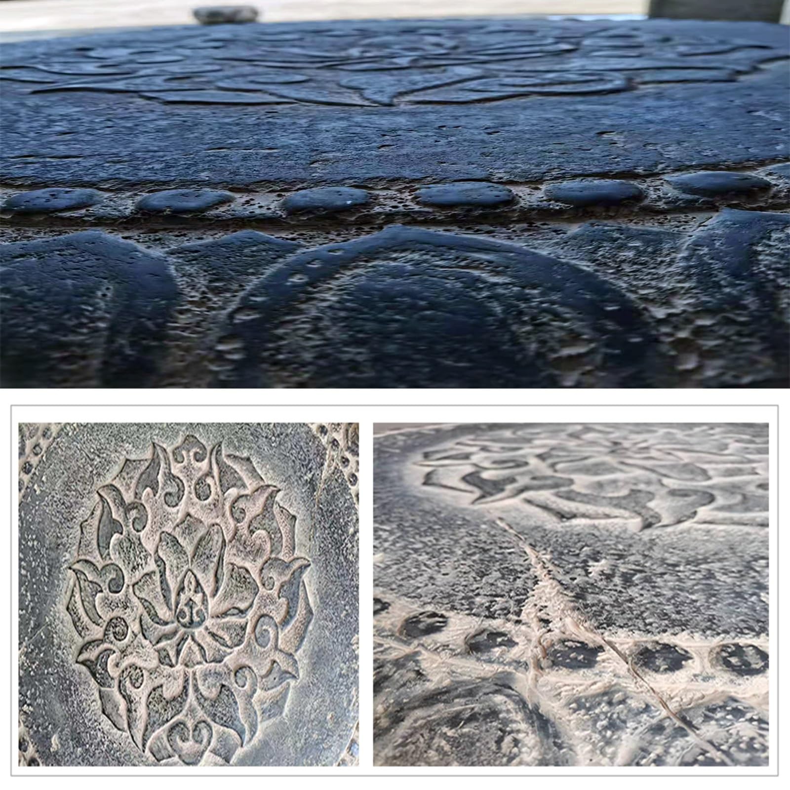 Tapa Arqueta Decorativas de Jardín, Arqueta Jardin Decorativas, Cubierta de Alcantarillado Antideslizantes de Loto de Arenisca para Patios y Jardines(Gray)