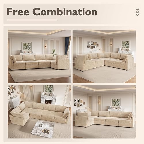 Miniatura 7 de Sofá modular modular en forma de L, cómodos sofás seccionales de gran tamaño para sala de estar, sofá cama convertible con diván para apartamento