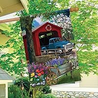 Vista 2 de Briarwood Lane Bandera de casa de primavera Bridge in Blooms