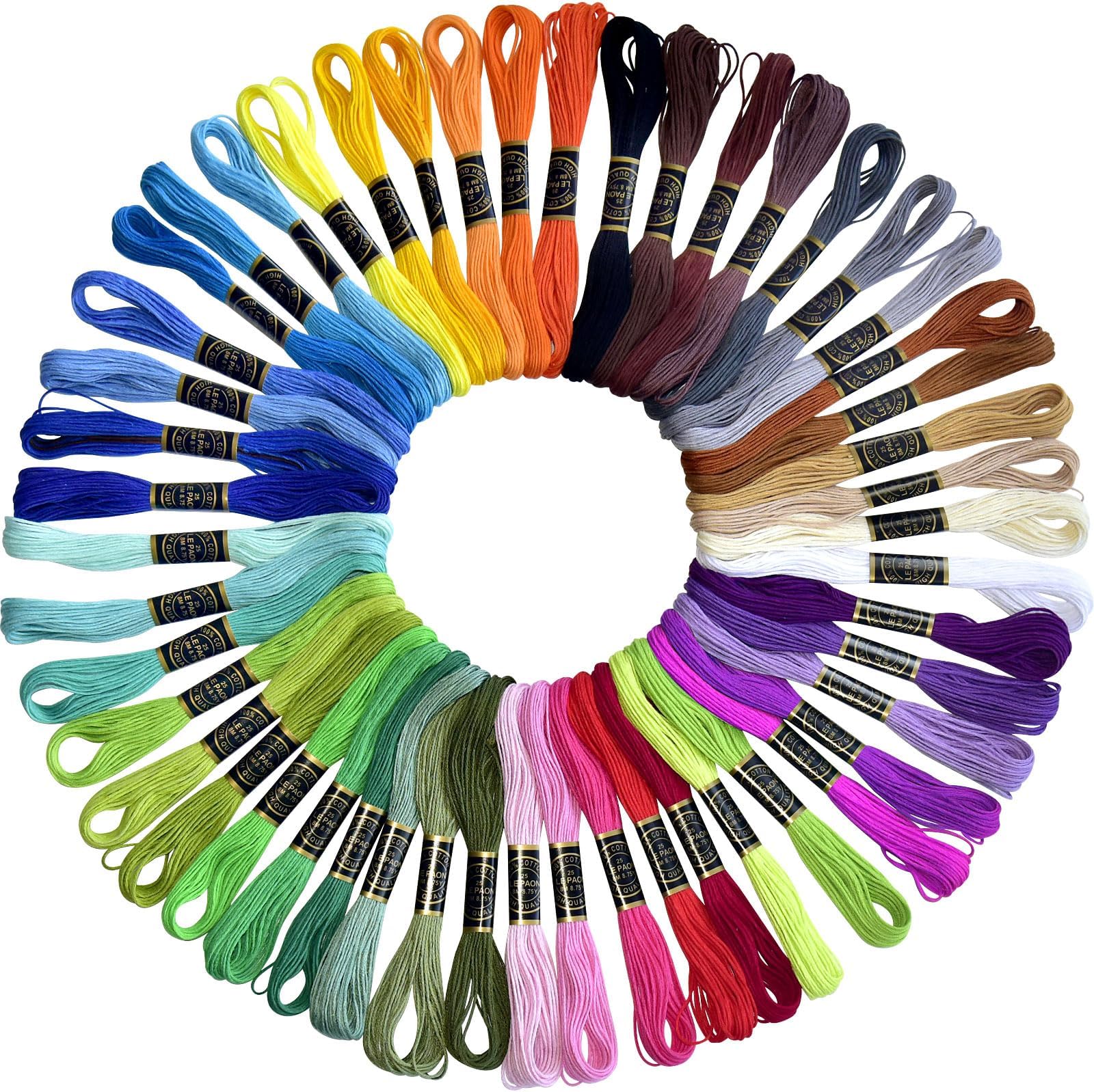 Friendship Bracelet String 50 Skeins Rainbow Color Embroidery Floss Cross Stitch Embroidery Thread Cotton Floss Bracelet Yarn, Craft Floss(Classic Color)