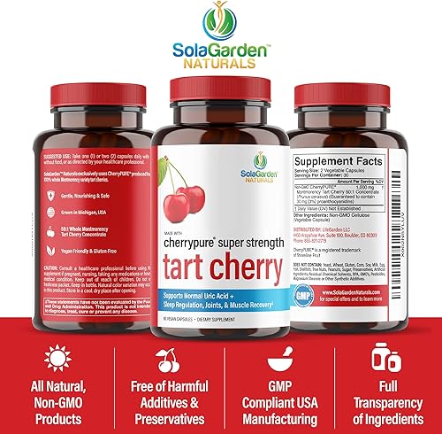 Miniatura 4 de Suplemento Super Strength CherryPURE Tart Cherry – Concentrado 50:1 cultivado en los Estados Unidos – Fabricado con cerezas Montmorency sin OMG –