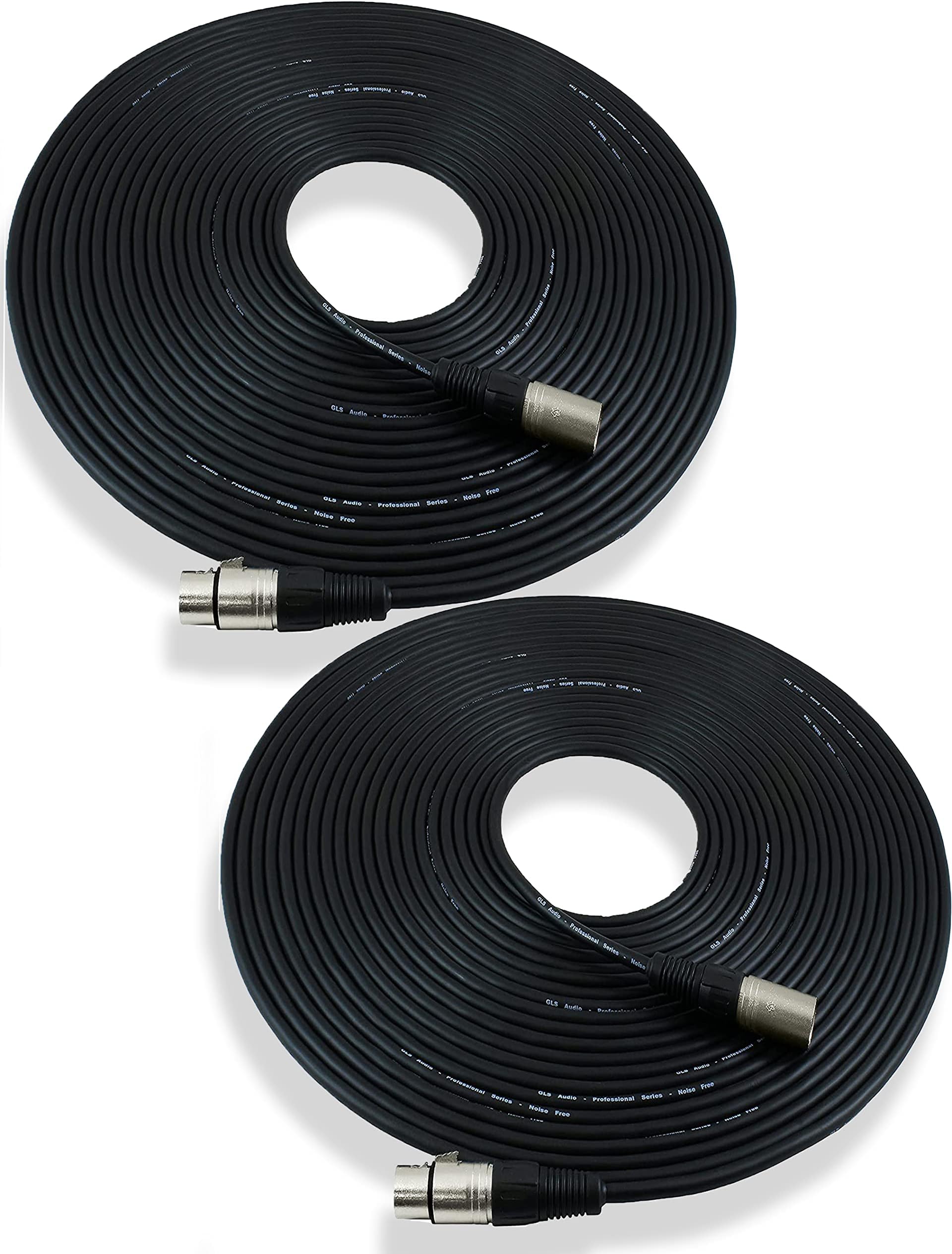 50ft Mic Cable Patch Cords - XLR Male to XLR Female Black Microphone Cables - 50' Balanced Mike Snake Cord - 2 Pack