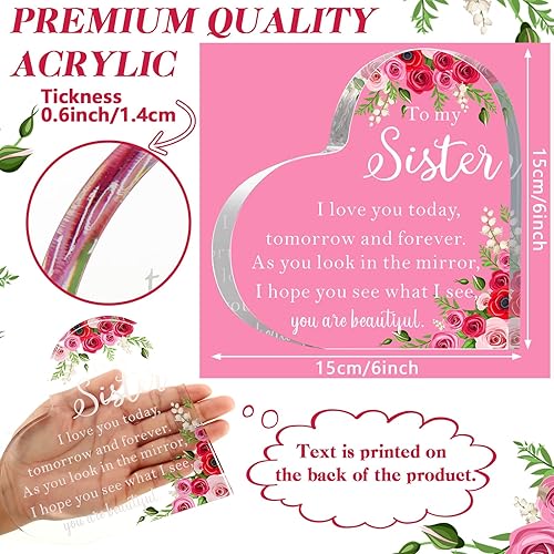 Miniatura 3 de Regalo de acrílico para hermana de corazón de hermana, recuerdo pisapapeles a Sister Is God's Way of Making Sure We Never Walk Alone, regalo de San